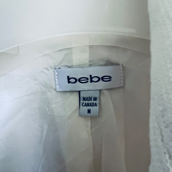 BEBE Rare Vintage Cropped Fitted Jersey Off-white Jacket Lined 💯 Cotton S - Picture 3 of 12